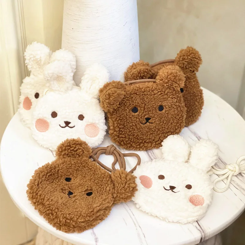 Bolso bandolera de un solo hombro infantil con oso peluche y conejito - imagen 5