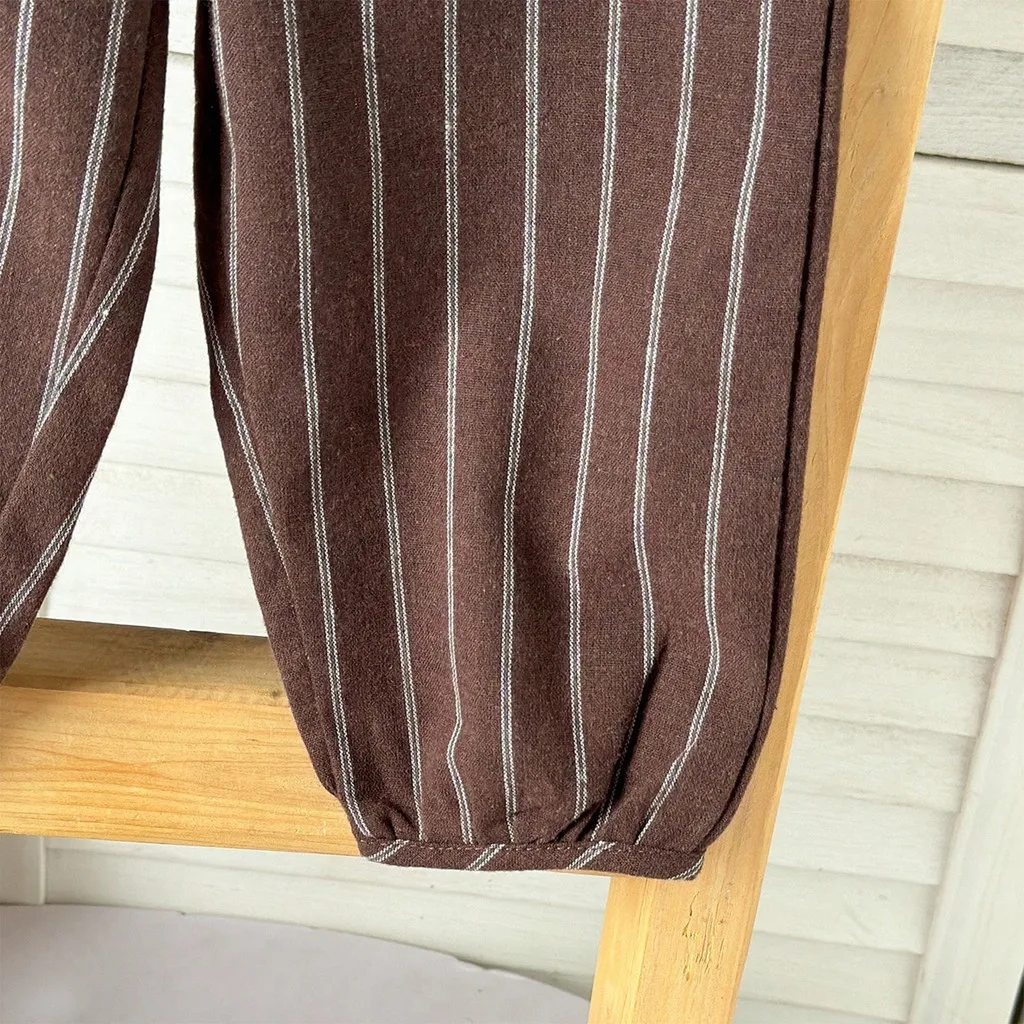 Ropa para bebé, Top cómodo + Pantalones a rayas, conjunto de ropa informal de verano de 2 uds., ropa de estilo coreano para niños pequeños de 0 a 3 años - imagen 4