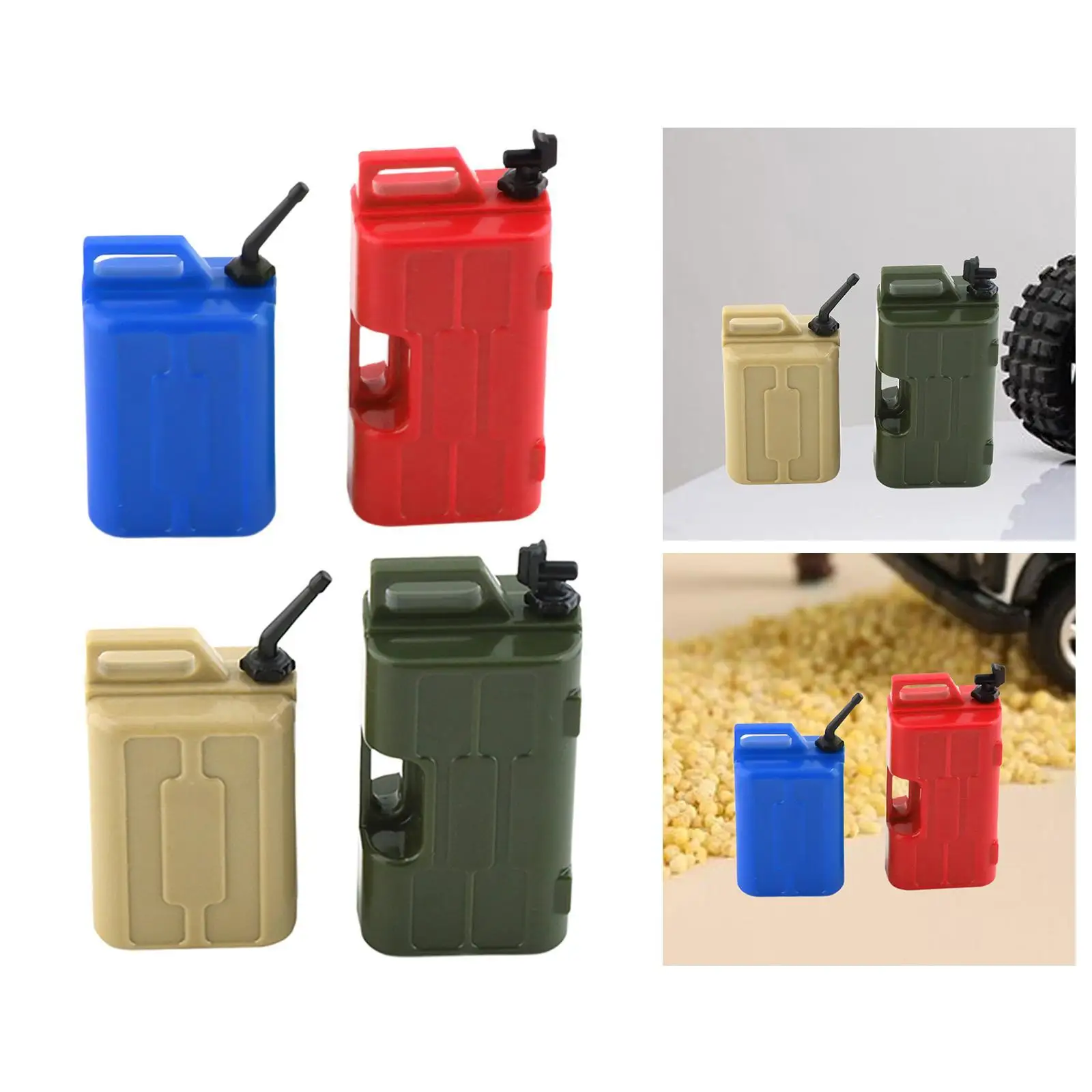 2x RC Car Simulation Fuel Tank and Can Set Decorative Simulated Decoration for TRX4 SCX10 1:10 Crawlers Remote Control Car Parts