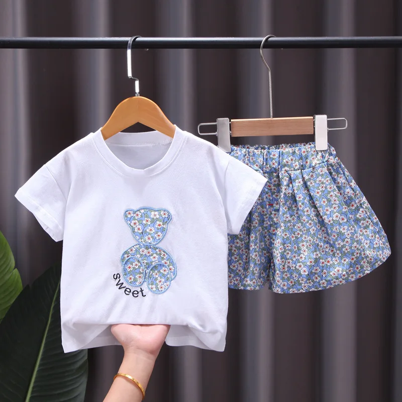 Conjunto verano algodón para bebé y niña: camiseta con shorts - imagen 2