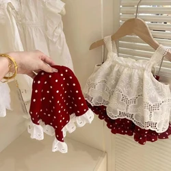 Conjunto Caperucita Roja con tirantes y camiseta sin mangas para niña