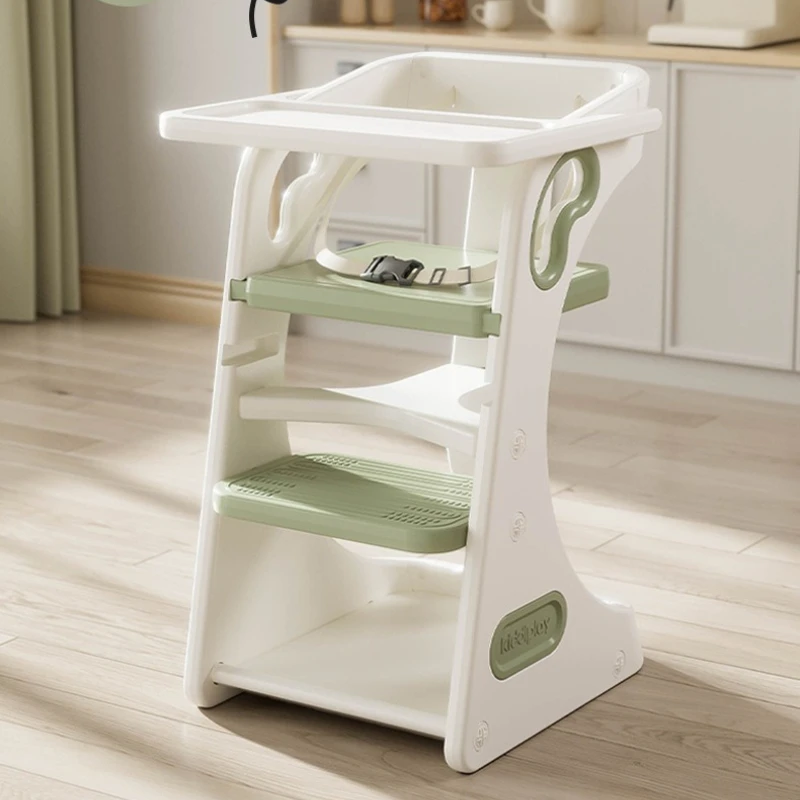 Silla alta para bebé, asiento de comedor de aprendizaje ajustable ecológico con Base antideslizante para el hogar, silla de alimentación infantil multifunción - imagen 4