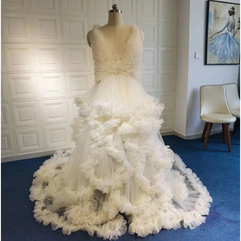 Vestido premamá de tul largo para sesión de fotos de embarazo - imagen 4