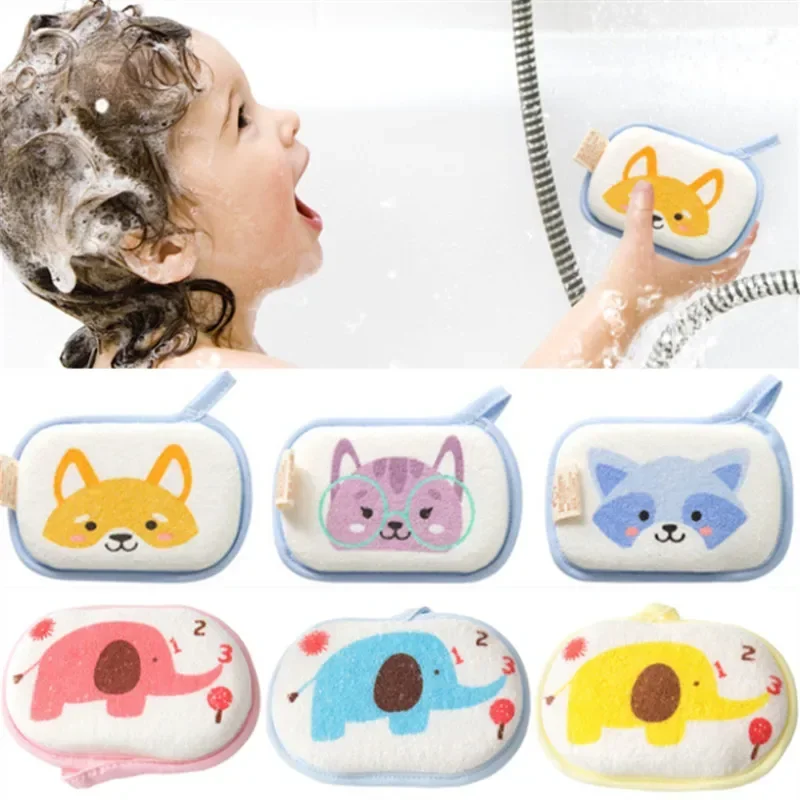 Esponja de baño Kawaii para bebé, cepillos para niños pequeños, recién nacidos, cepillo de limpieza corporal, toalla, esponja de ducha de espuma de baño