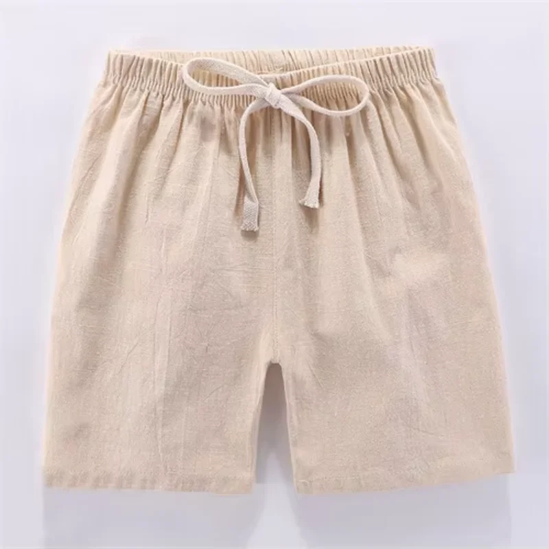Pantalones cortos deportivos de lino y algodón con cintura elástica - imagen 5