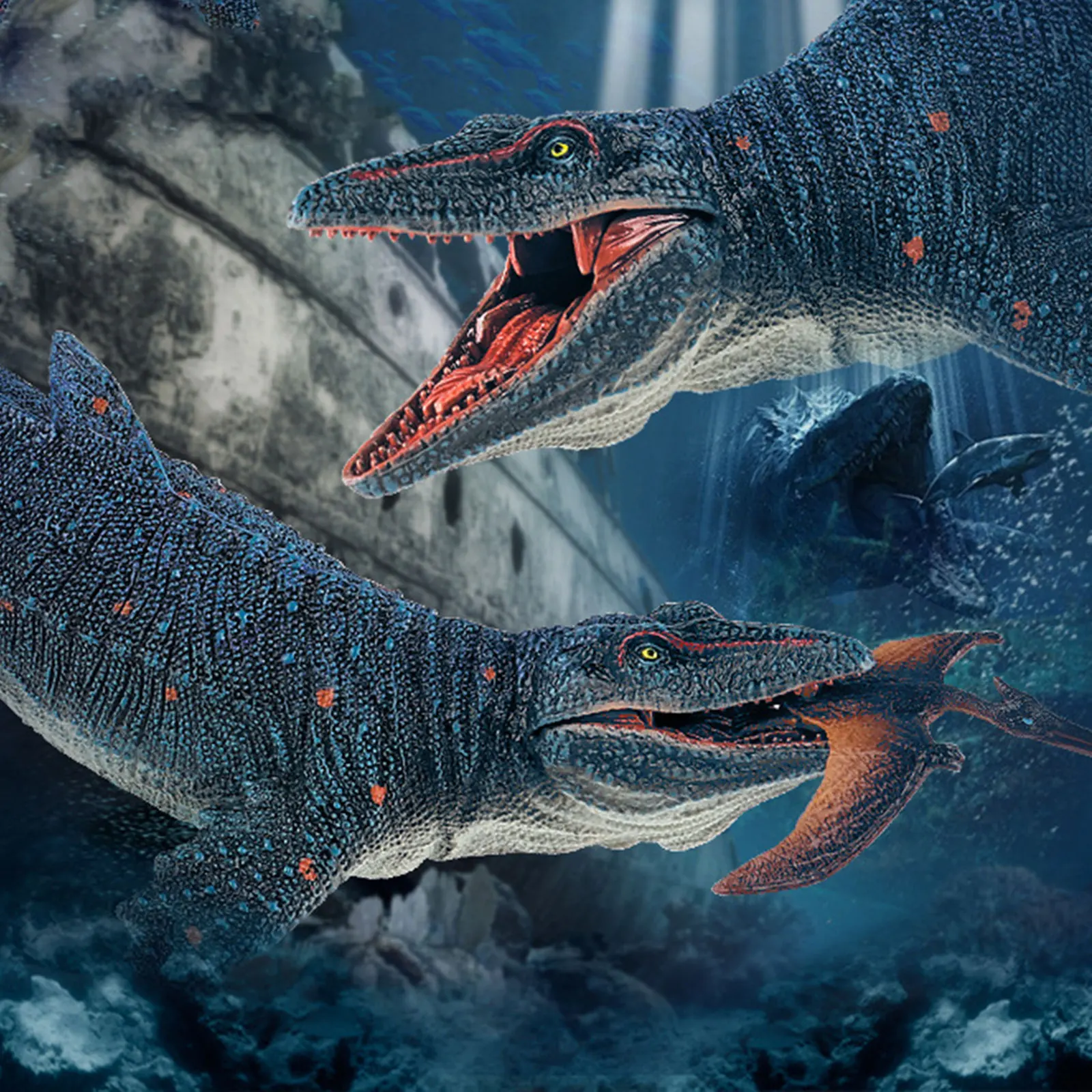 Velociraptor Mongoliensis azul con articulaciones móviles, figura de Animal de dinosaurio Jurásico realista, juguetes de regalo para niños y adultos, adornos - imagen 2