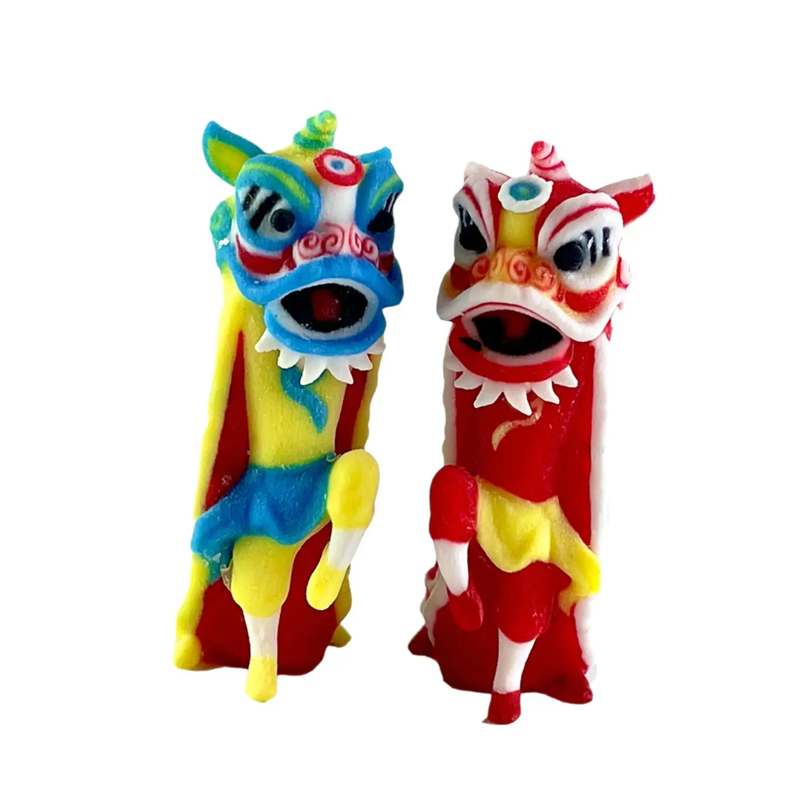 2Pcs 1/64 Scale Lion Dance Figure Tiny People Model for Scenery Landscape