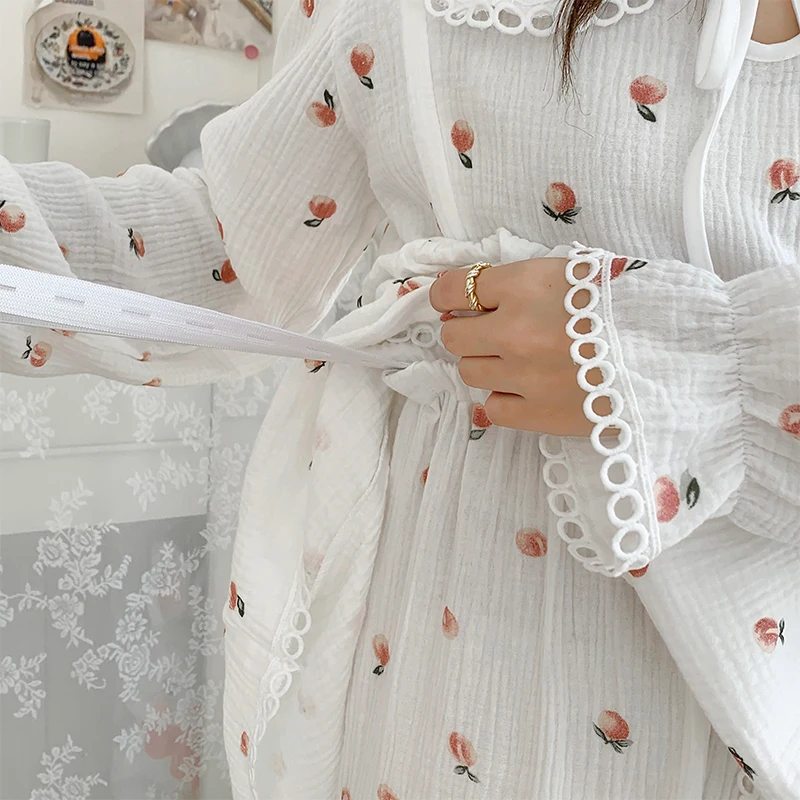 100% de gasa doble de algodón, conjuntos de ropa de dormir de maternidad y lactancia, pijamas de alimentación sueltos de verano, trajes para embarazo posparto, salón en casa - imagen 4