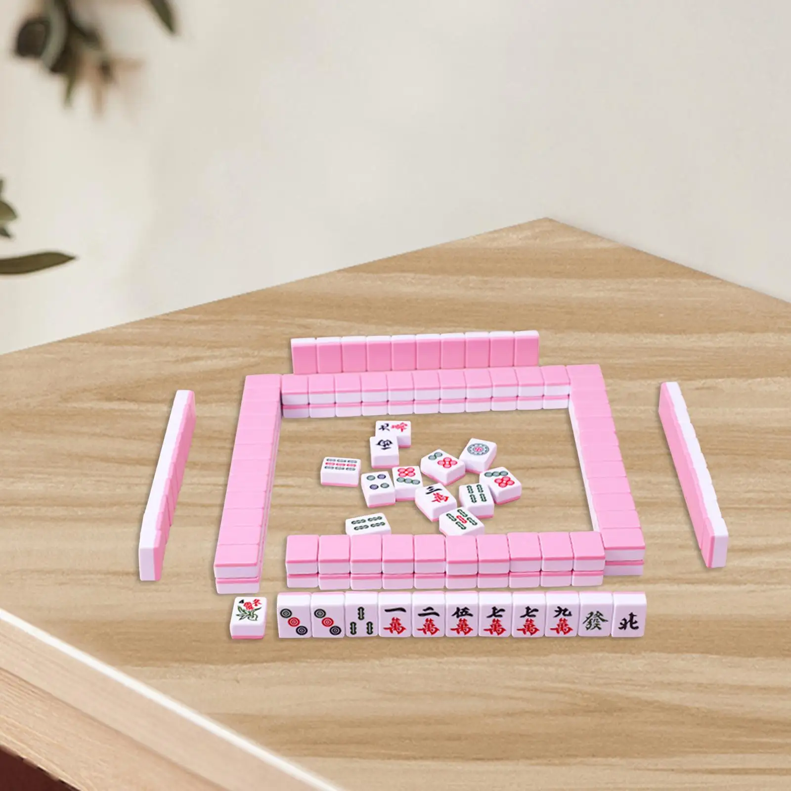 144Pcs Chinese Version Game Set Leisure Time Table Activities Supplies Mini Mahjong Tiles for Dormitory Travel Family Adults