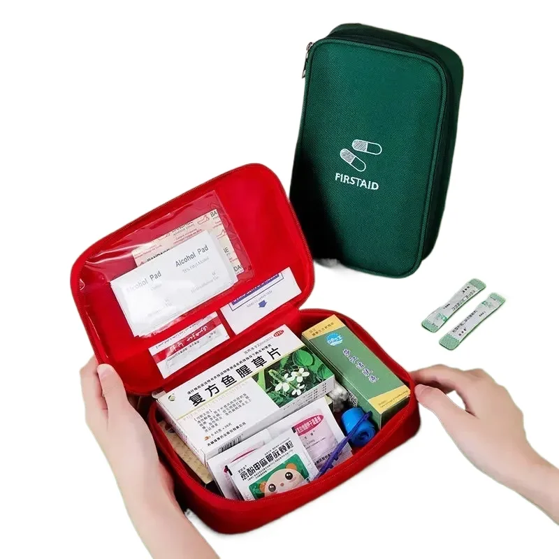 Botiquín de primeros auxilios familiar, bolsa de almacenamiento portátil para viajes al aire libre, bolsa de almacenamiento de medicina en capas de gran capacidad para el hogar, 1 ud.