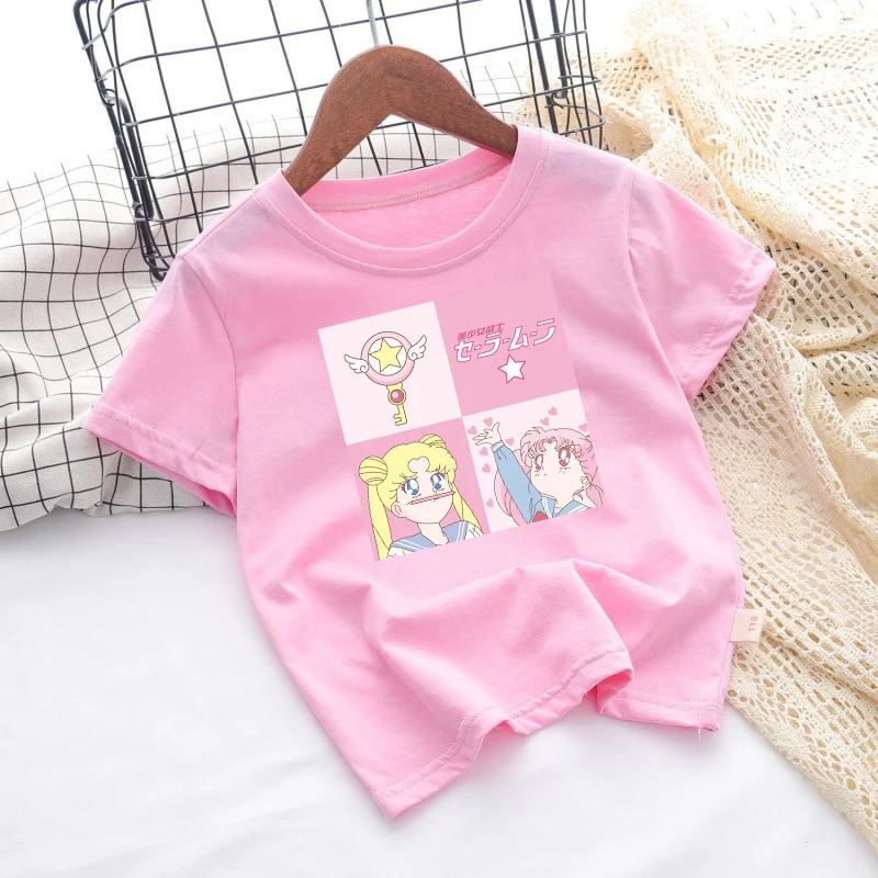 Camiseta manga corta de algodón Sailor Moon rosa para niña - imagen 5
