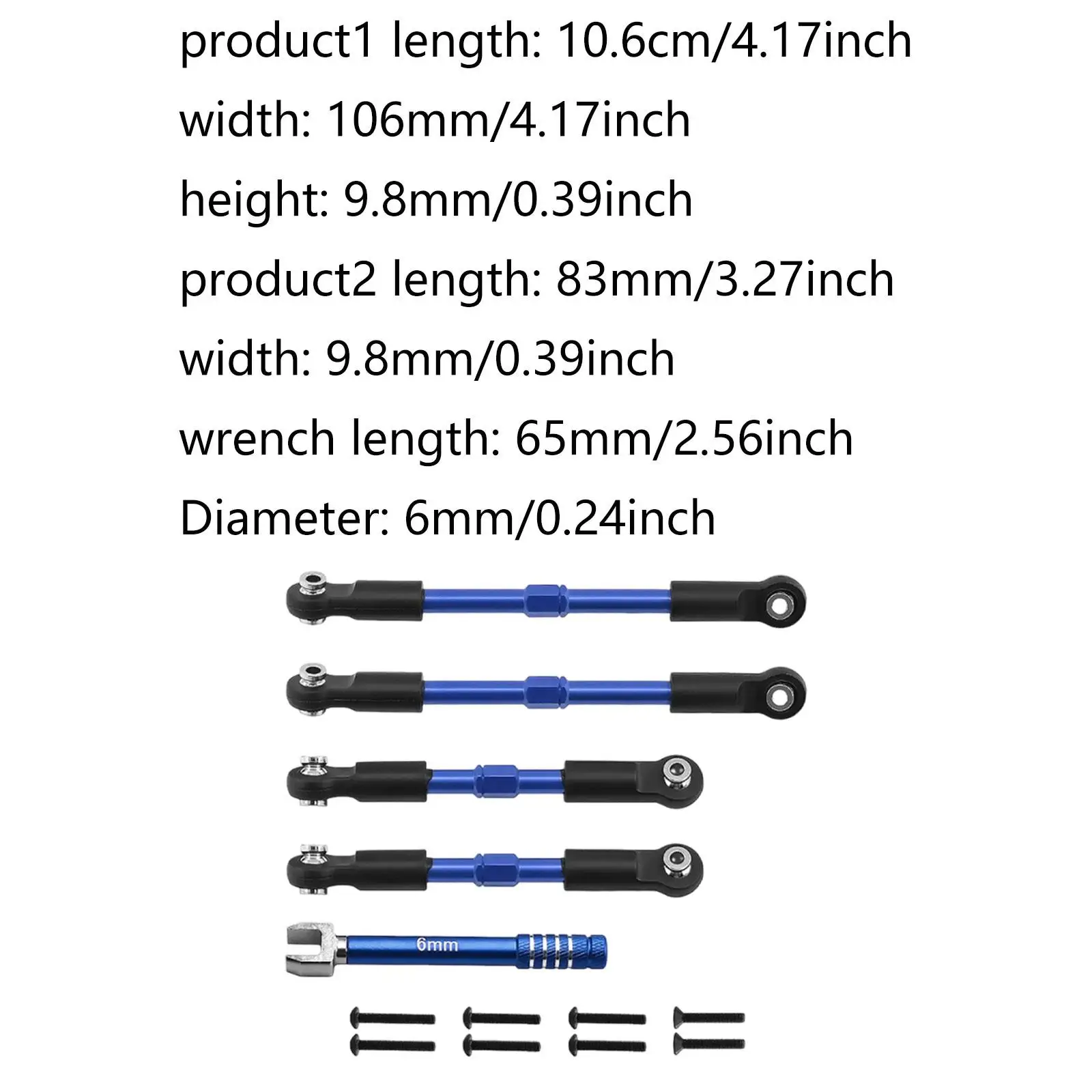 Turnbuckle Pull Rods for 1/10 RC Car Tie Rods Servo Link Rod Camber Links for Ara3505