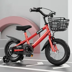 Bicicleta para niños con ruedas de entrenamiento Flash, cesta grande con freno doble para estudiantes, niños y niñas de 2 a 12 años, antivuelco