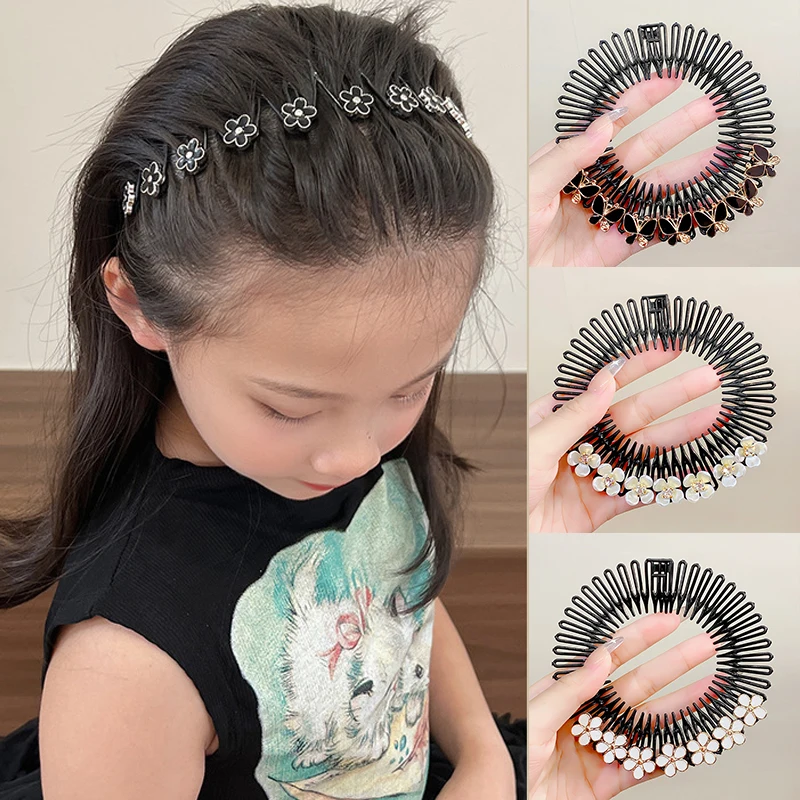 Organizador de cabello con perlas y flor de Camelia redonda coreana para niñas y mujeres, pinzas para el cabello, tocados recogidos para niños, accesorios para niños