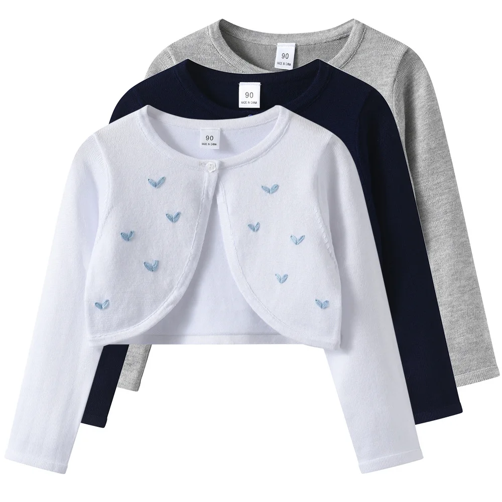 Chaqueta cárdigan de punto superior para niñas con un botón de hilo, chal para niños, aire acondicionado solar, suéter de Ballet envolvente para niñas