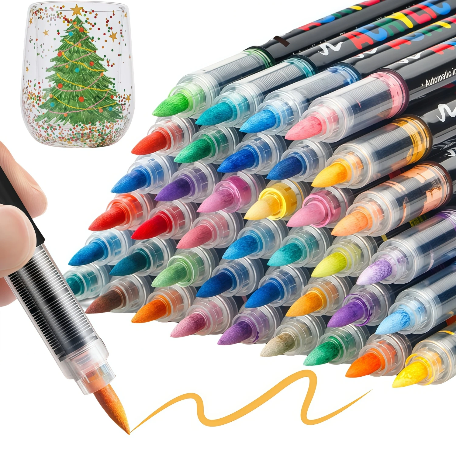 Rotuladores de pintura acrílica con punta de pincel, bolígrafos de pintura acrílica de primera calidad para pintura, roca, lienzo, madera, vidrio, cerámica, tela, secado rápido