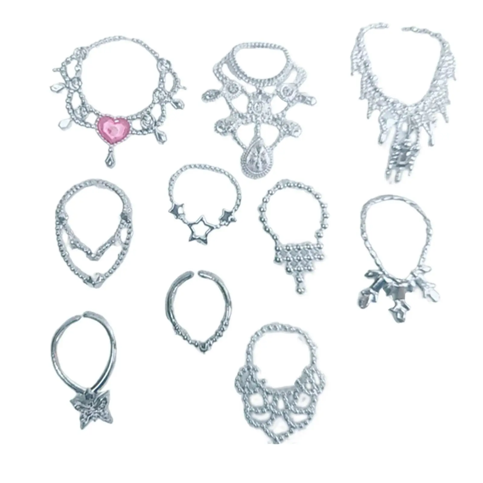10x Doll Accessory Necklaces for 1/12 Doll and Ob11 Doll Fashion Doll Dress up Party Favors Doll Decoration Chain Accessory