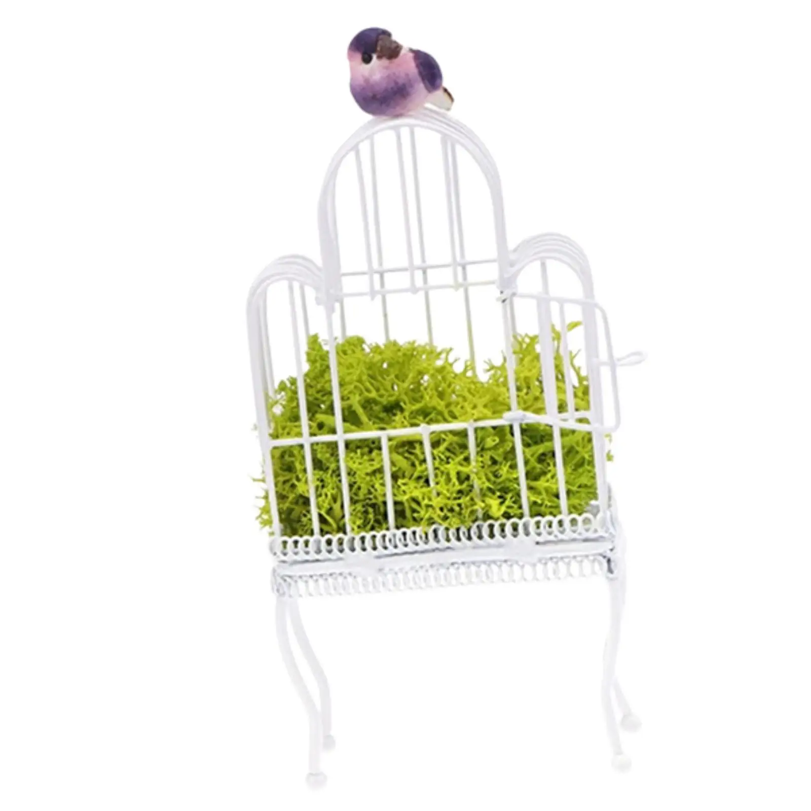1:12 Scale Dollhouse Bird House Miniature Scenery Props Micro Landscape Metal Birthday Gift Pretend Play Miniature Bird Cage