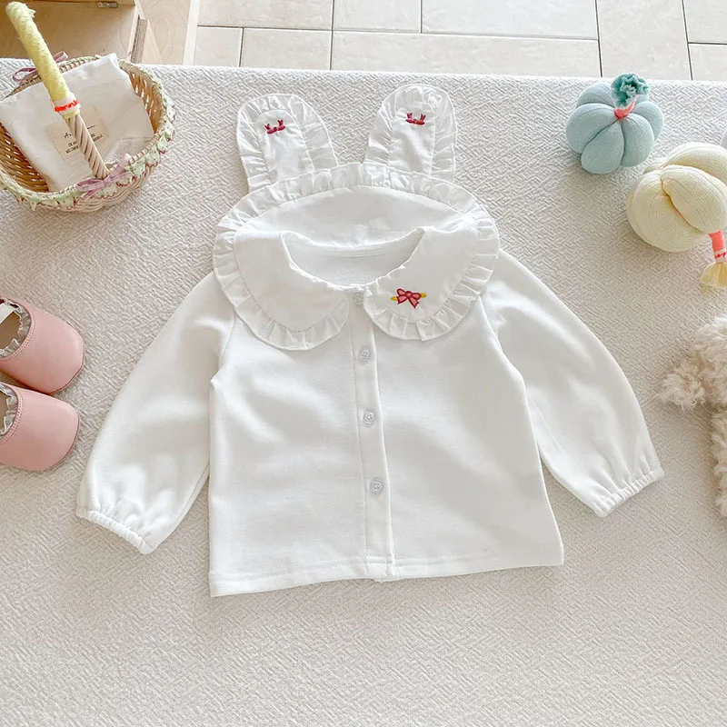 Haut brodé à fleurs pour bébé de 0 à 3 ans, col Peter Pan, chemise à manches longues, vêtements superposés brodés, automne - imagen 4