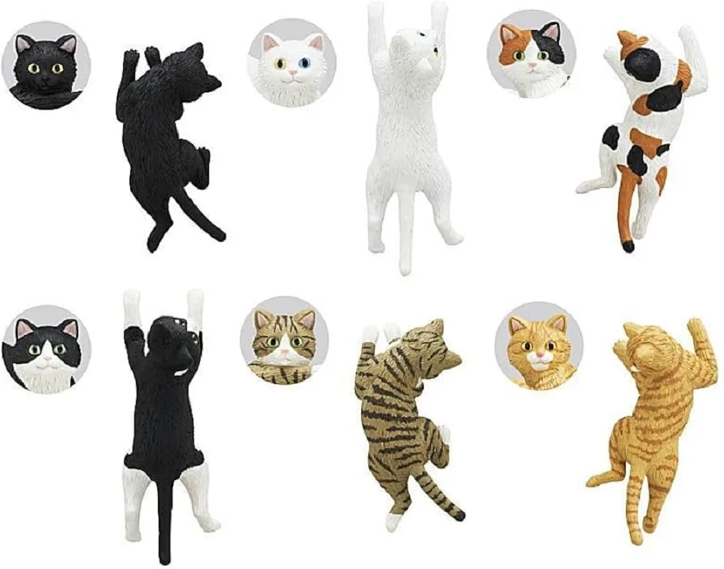Kitan cápsula juguetes noboru Neko imán para refrigerador lindo kawaii escalada chita jengibre naranja tabido gato blanco cortinas figuras - imagen 2