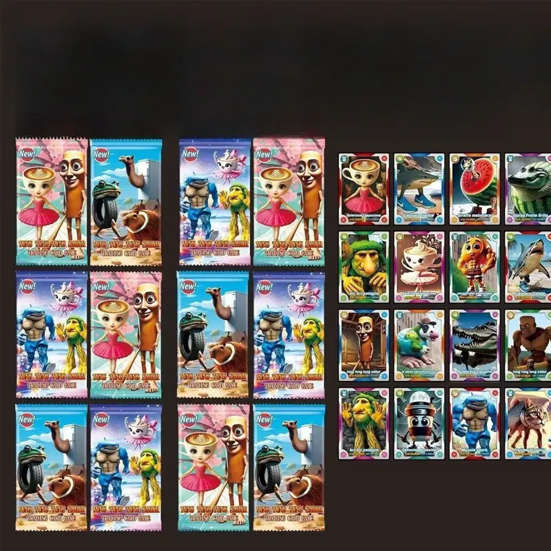 288 Uds. Tarjetas italianas Brainrot Tung Tung Sahur figura de juguete de cartas Tralalero Tralala juego de tarjetas modelo colección de regalos para niños - imagen 4