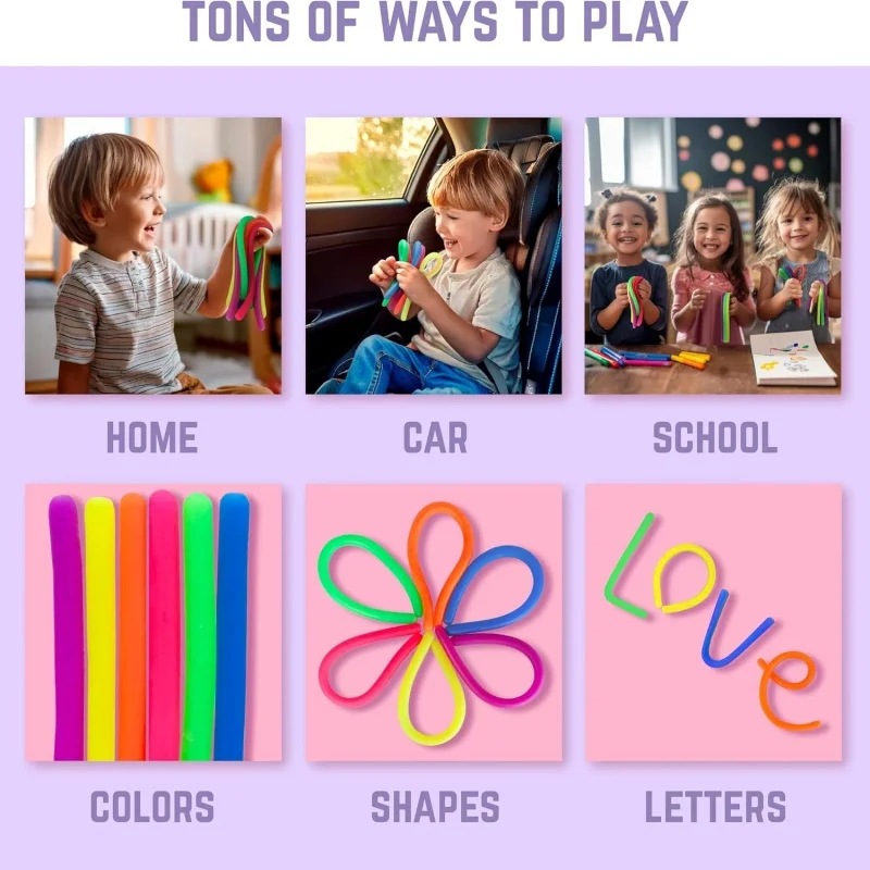 Paquete de 10 juguetes sensoriales de cuerda elástica, resistencia para apretar, fortalecer los brazos, fideos, juguetes para aliviar el estrés para niños y adultos - imagen 5