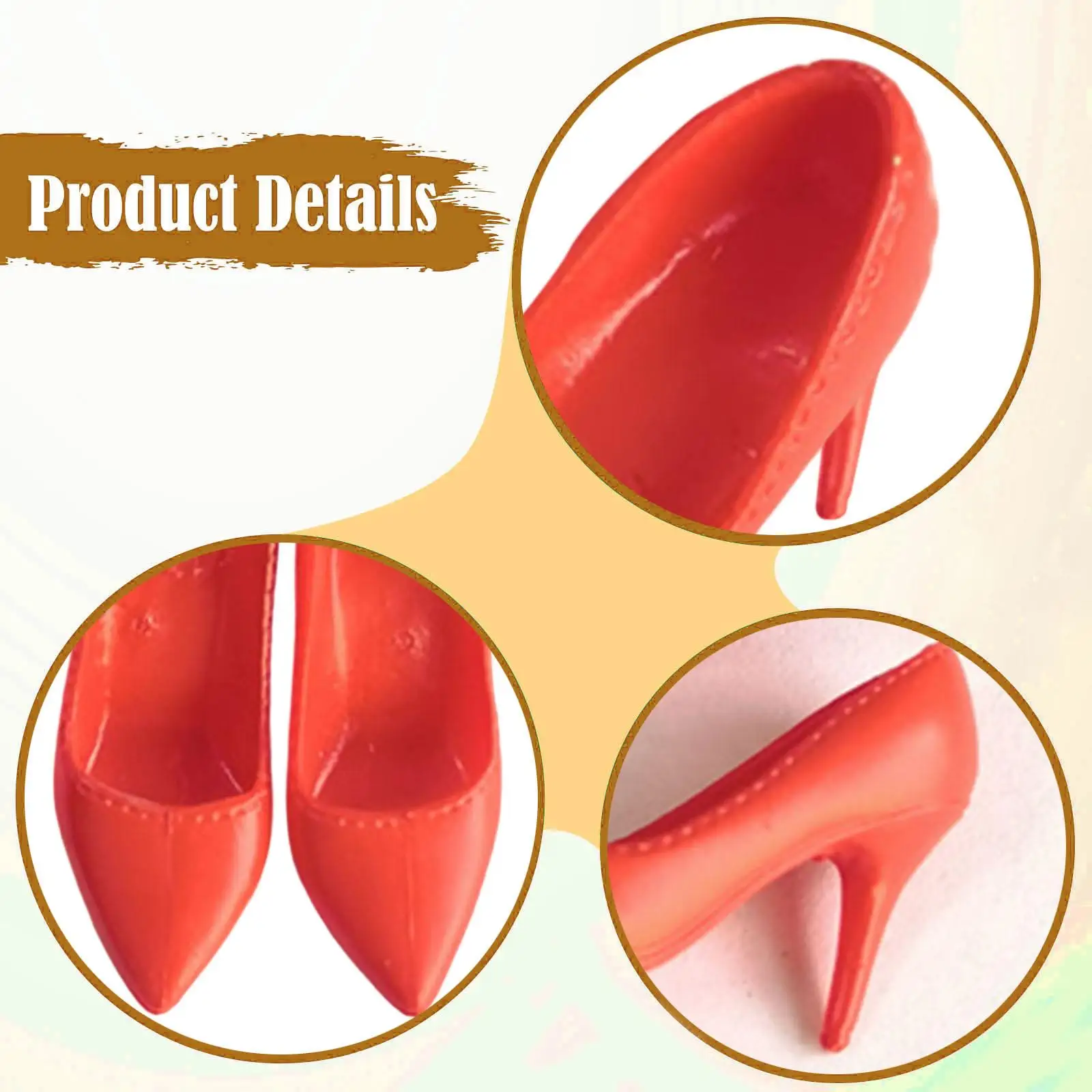 Zapatos de muñeca de 12 pulgadas, vestido de moda a escala 1/6, tacones altos rojos, zapatos de tacón de PVC con punta cerrada para muñecas de niñas - imagen 5