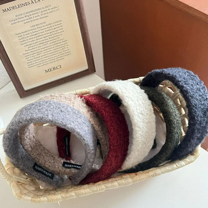 Diadema de piel de oveja rizada y esponjosa para otoño e invierno, pinza ancha para prensar el cabello, lazo para el cabello, diadema de corona alta para mujer - imagen 2