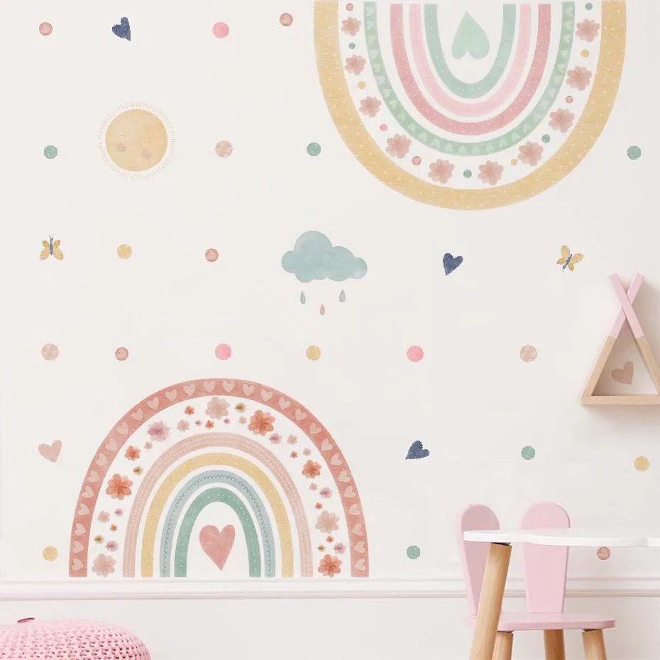 Pegatinas de pared arcoíris y estrellas para habitación bebé