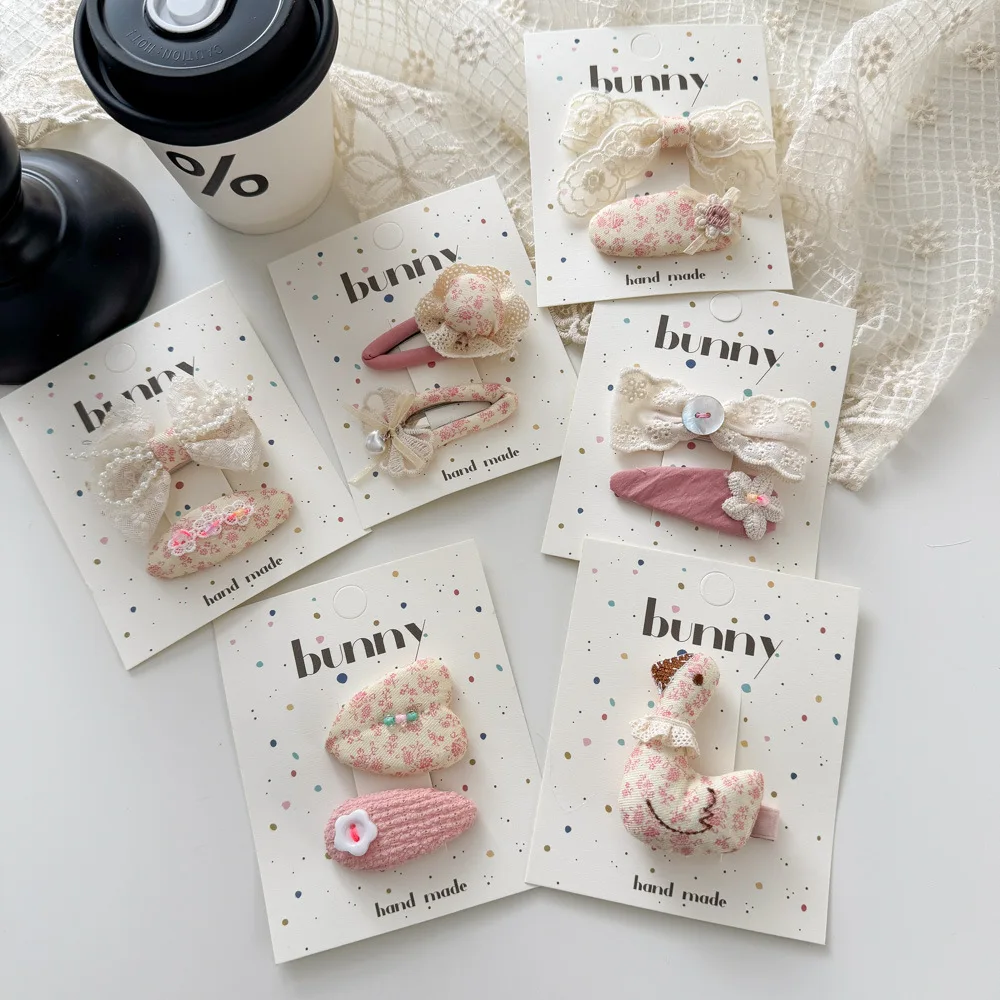 Horquilla con lazo de encaje Floral, horquilla con perlas de amor BB, flequillo dulce y bonito para niños, accesorios para el cabello para niñas y niños - imagen 2