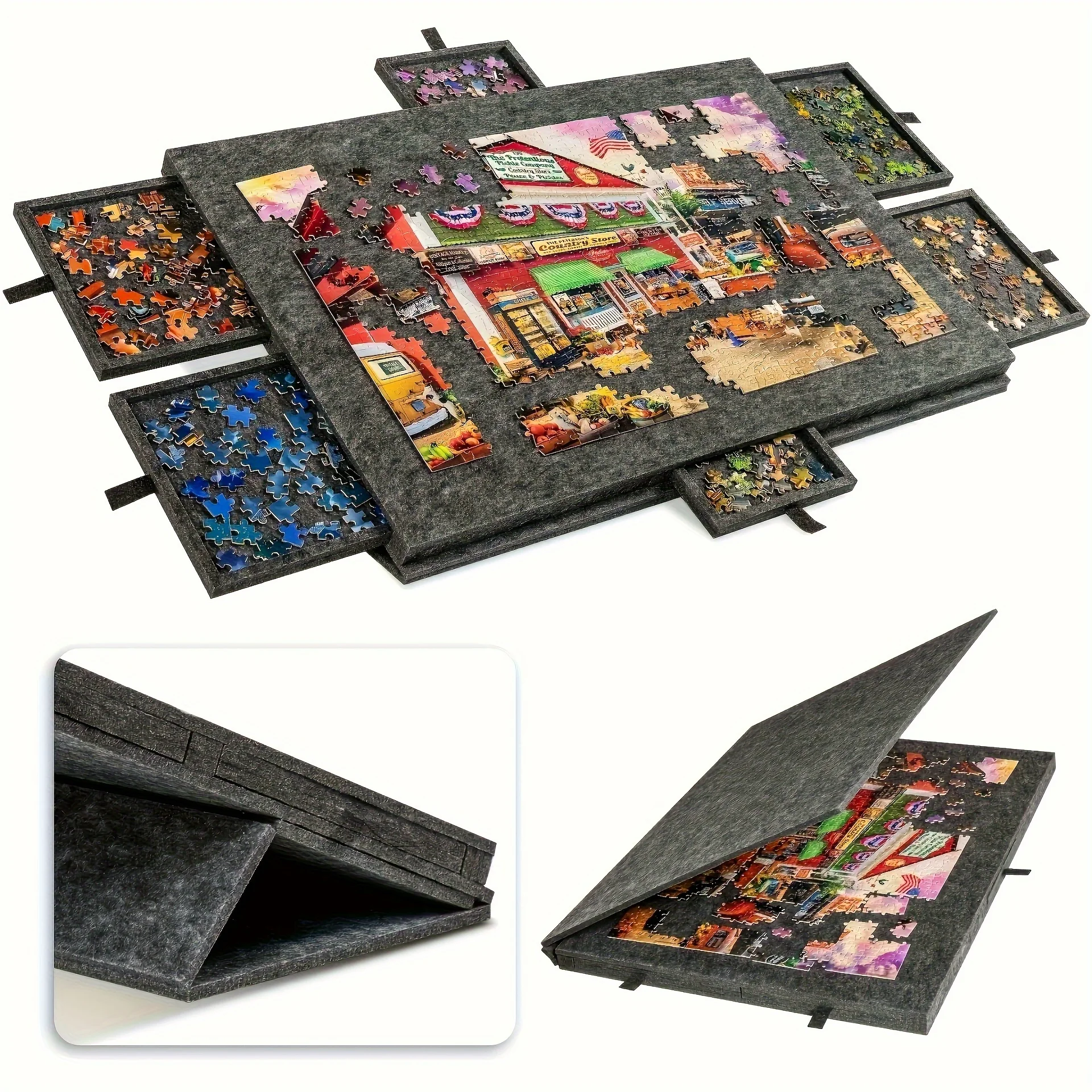 Mesa de rompecabezas portátil con soporte y tapa para organización - imagen 3