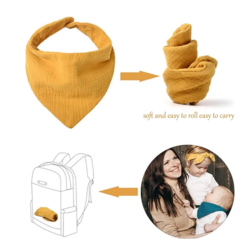 Baberos para bebé de 3 uds., Baberos suaves, absorbentes para babar y comer con cierre de botón, colores mezclados, ideales para bebés y niños pequeños, Baberos sólidos - imagen 4