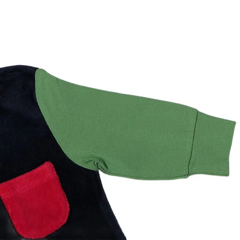 Camiseta de manga larga kds para niño y niña, traje de moda de terciopelo con bolsillo de contraste, ropa de otoño e invierno - imagen 4