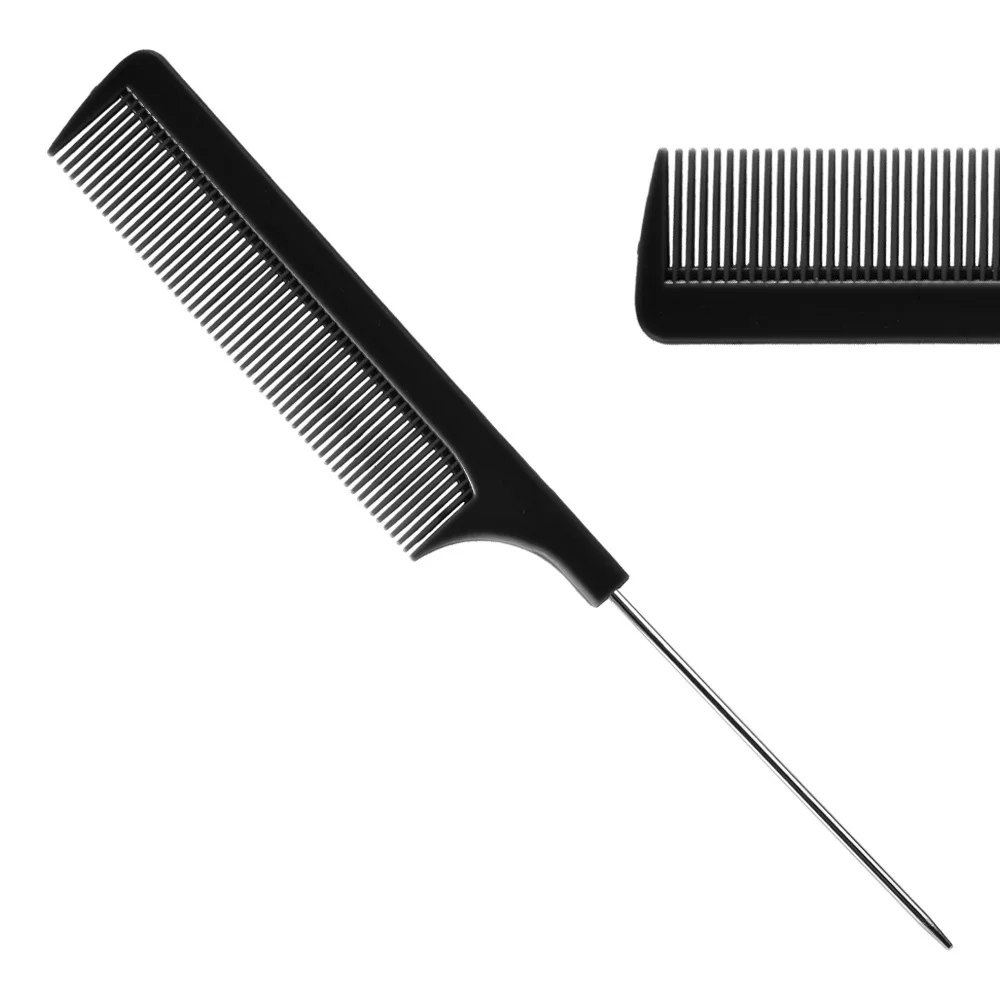 Peine de pelo de cola puntiaguda de Color sólido para niña, cepillo antiestático, peine de aguja de acero para peluquero, accesorios de peluquero