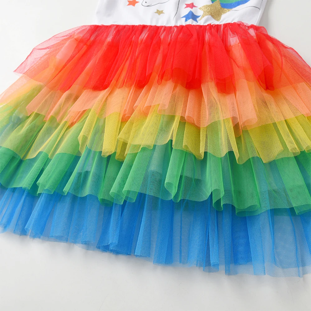 Vestido tutú unicornio arcoíris con estrellas DXTON para niña - imagen 5