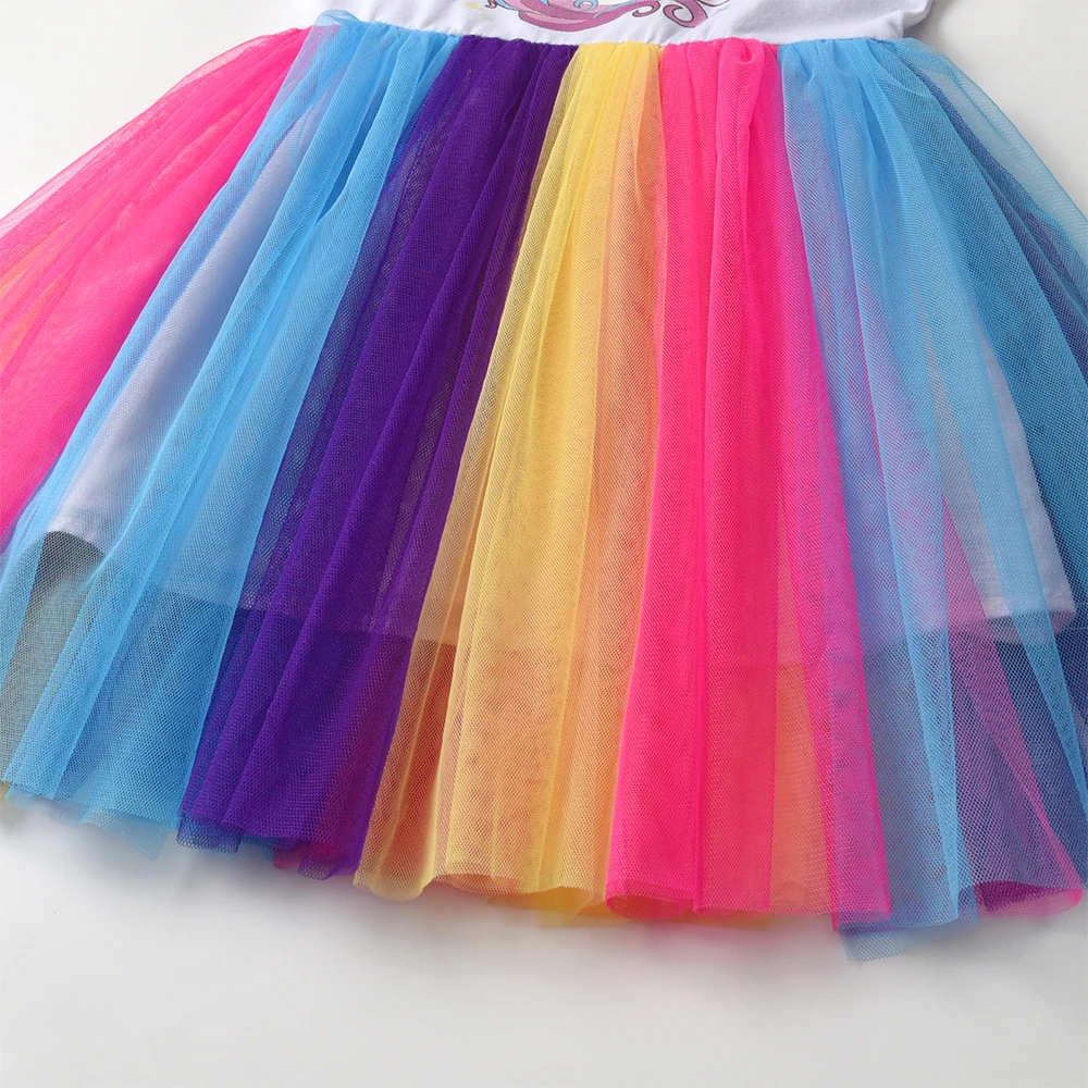 DXTON Vestido de fiesta para niña sin mangas – Tul con volantes - imagen 3