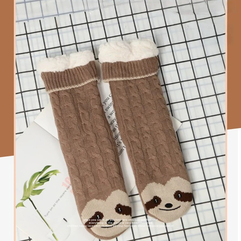 Calcetines antideslizantes de forro polar grueso con punto perezoso - imagen 4