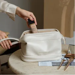 Bolsa de viaje grande de piel sintética con doble cremallera