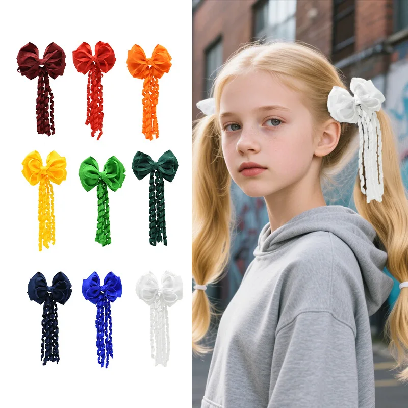 Accesorios cabello niñas porristas: lazos cola de milano con flecos