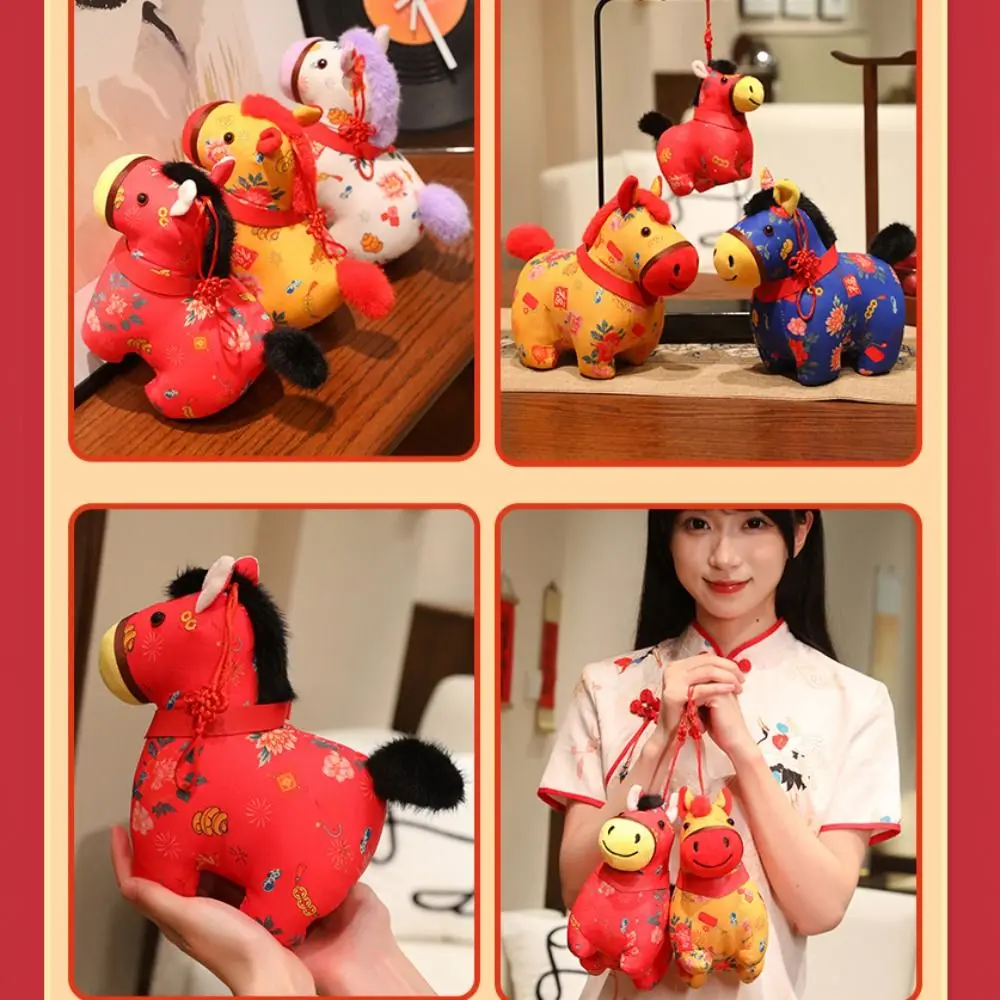 LLavero de caballo de peluche creativo, muñecos de mascota, Animal relleno, muñeco de caballo de peluche, colgante, estatuilla de Pony del zodiaco suave y bonito, decoración de coche - imagen 4