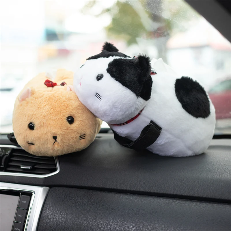 Caja de pañuelos de gato Kawaii de 30CM, juguetes de peluche de gato realista, almohada de animales suaves, regalos para amigos, decoración de coche