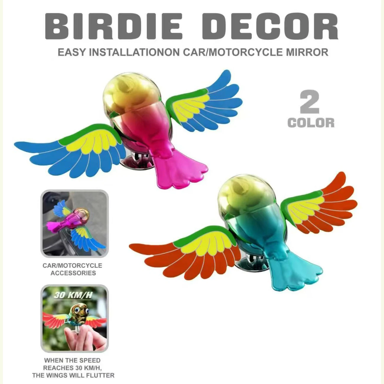 Adornos creativos de plástico para motocicleta y coche, pájaro volador, sin energía eólica, decoración de coche enchufable, adorno de simulación Feng Shui