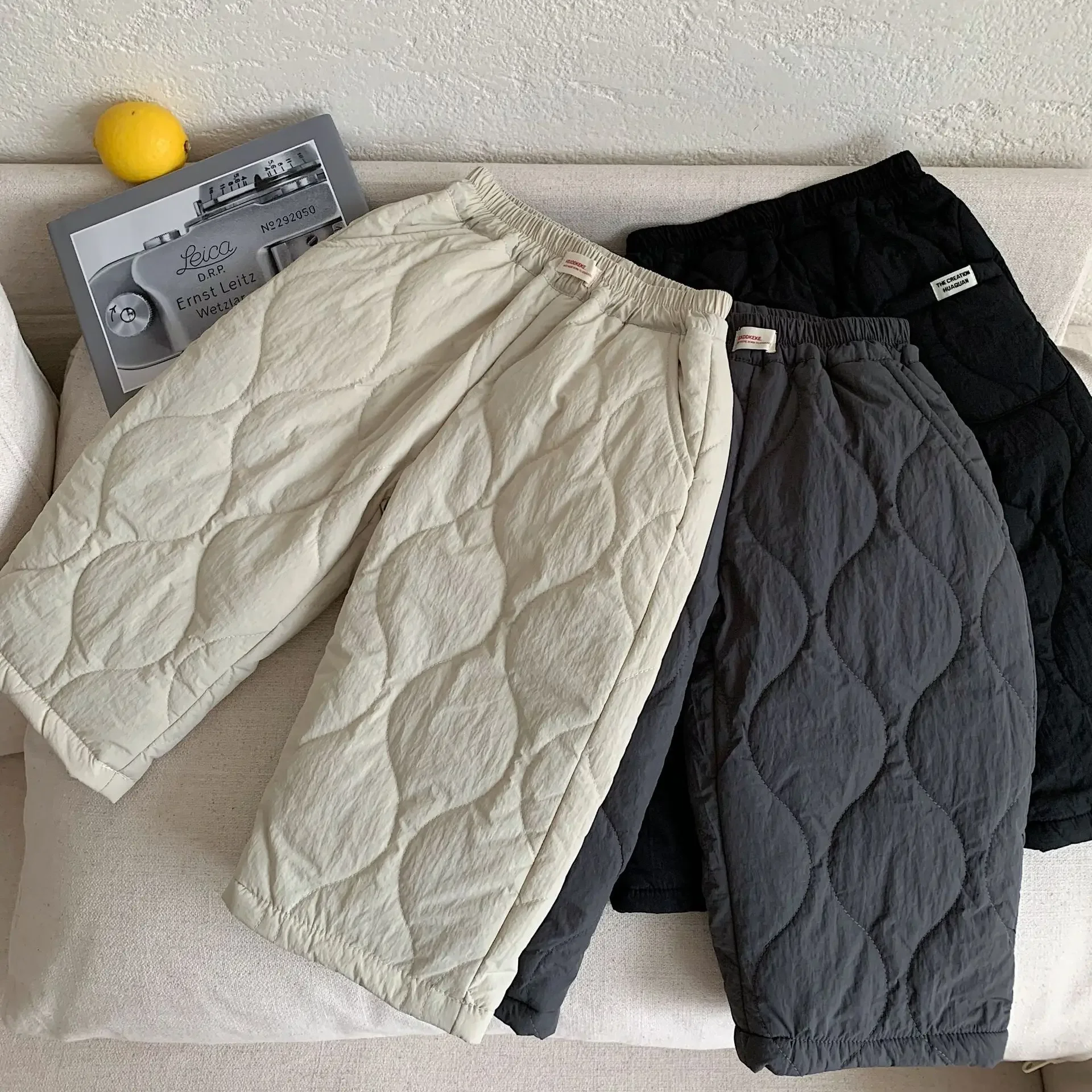 Pantalones para niños de 2 a 7 años, pantalones gruesos de lana para niños, pantalones holgados con forro cálido para niños, prendas de vestir exteriores para niños - imagen 3