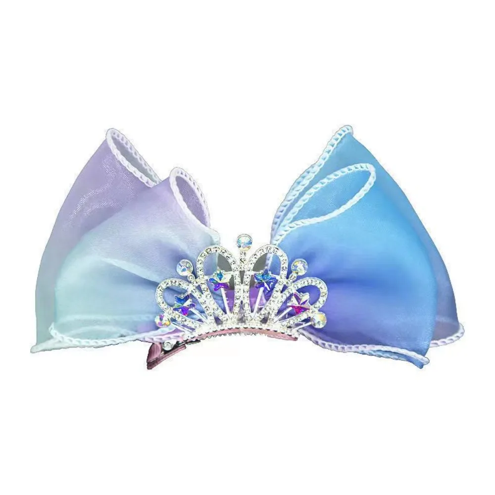 Lazos arcoíris pastel y pinzas corona para cabello de niña - imagen 5