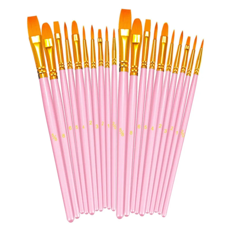 Juego de pinceles de pintura de 10 Uds., pinceles de pintura de pelo de nailon para acuarela al óleo acrílico, arte de uñas facial, dibujo de pintura de detalles en miniatura