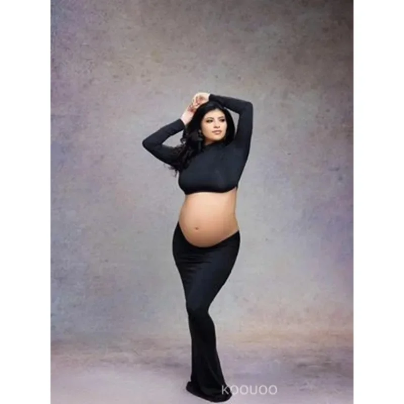 Sesión de maternidad Vestido Maxi 2 en 1 con cuello alto para fiesta - imagen 4
