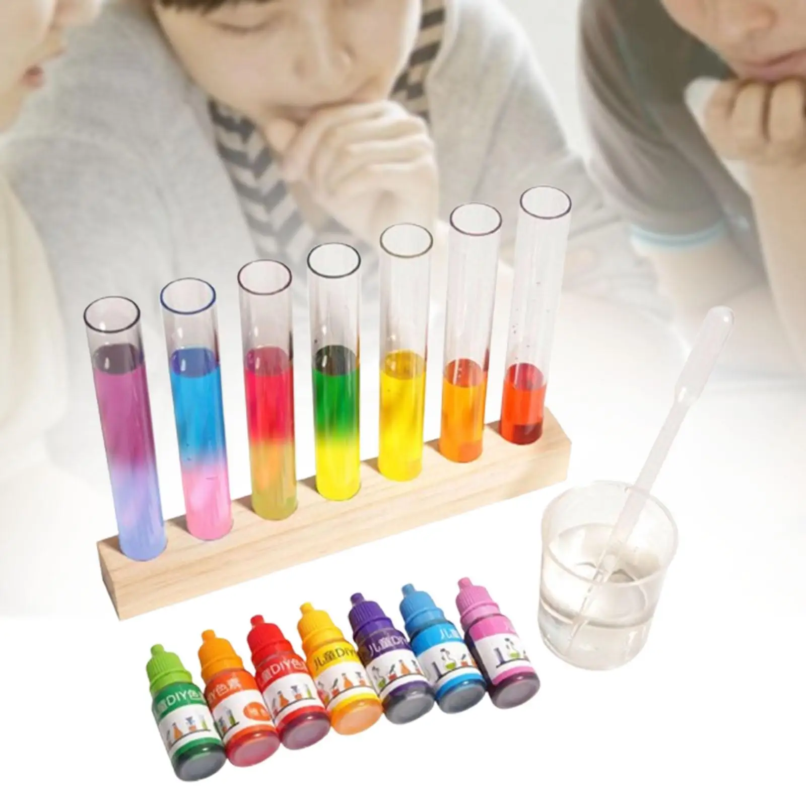 Science Kit,Colorful Test Tube Color Toy,Science Holder Test Tube Three Primary Color Experiment for Kids,Toddlers