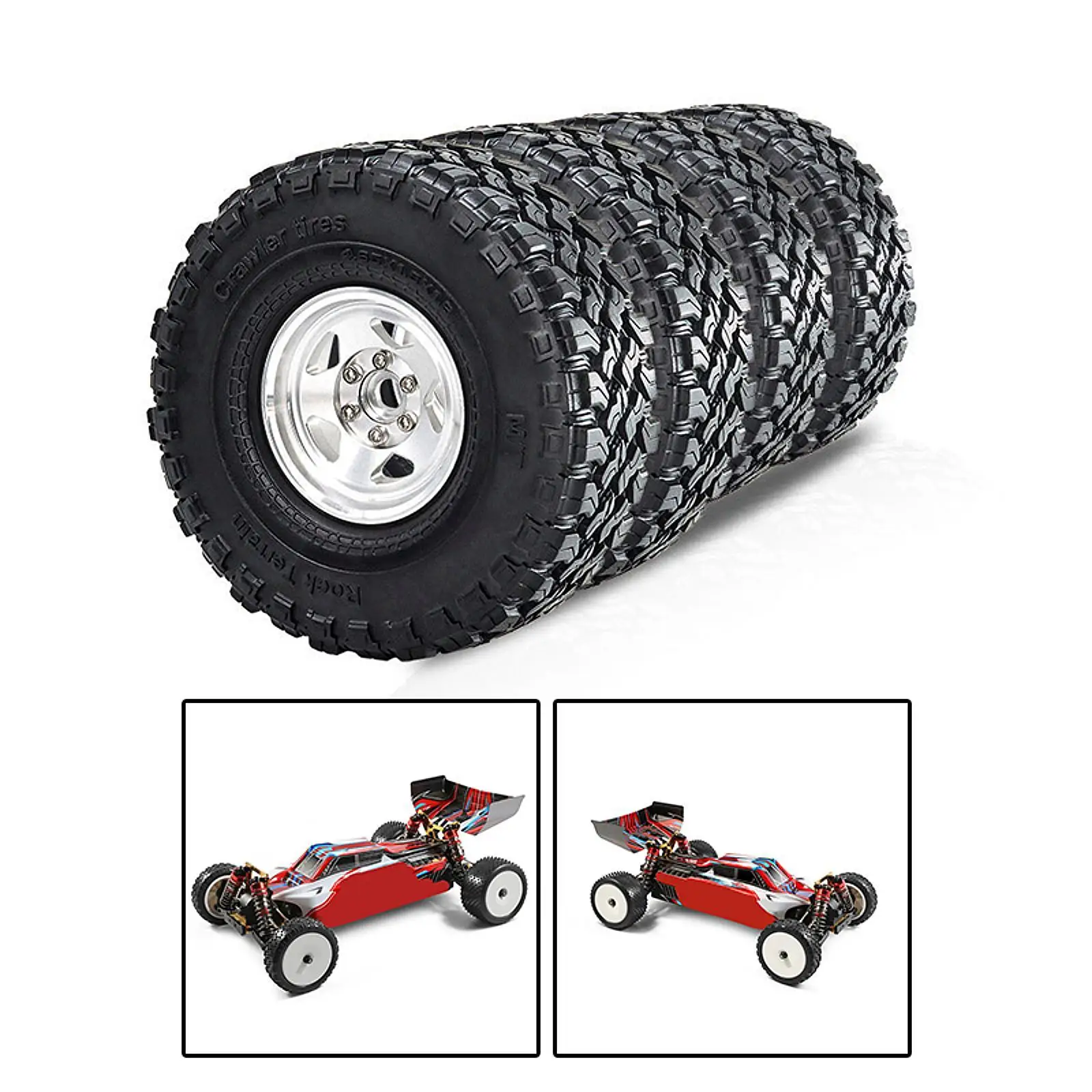 4 Pieces RC Car Wheels and Tires DIY Modified Simulation RC Crawler Car Tires Replacement Part for SCX10 TRX4 90046 1:10 RC Car