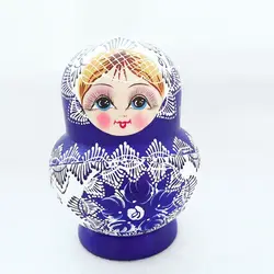 Muñecas rusas de madera hechas a mano apilables estampado floral azul