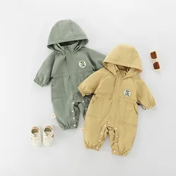 Pelele a prueba de viento para bebé – Chaqueta unisex doble capa con capucha otoño